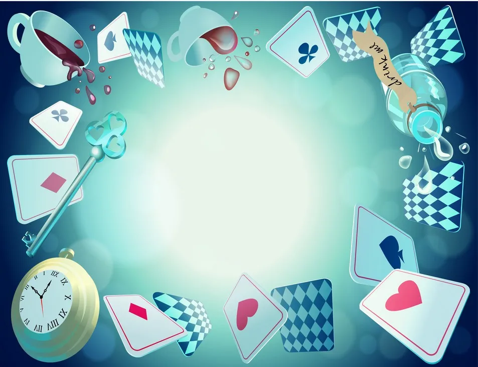 أليس وندرلاند ساعة الجيب مفتاح كوب السم أرنب هول الخلفيات لوازم الحفلات خلفيات استوديو التصوير الفوتوغرافي