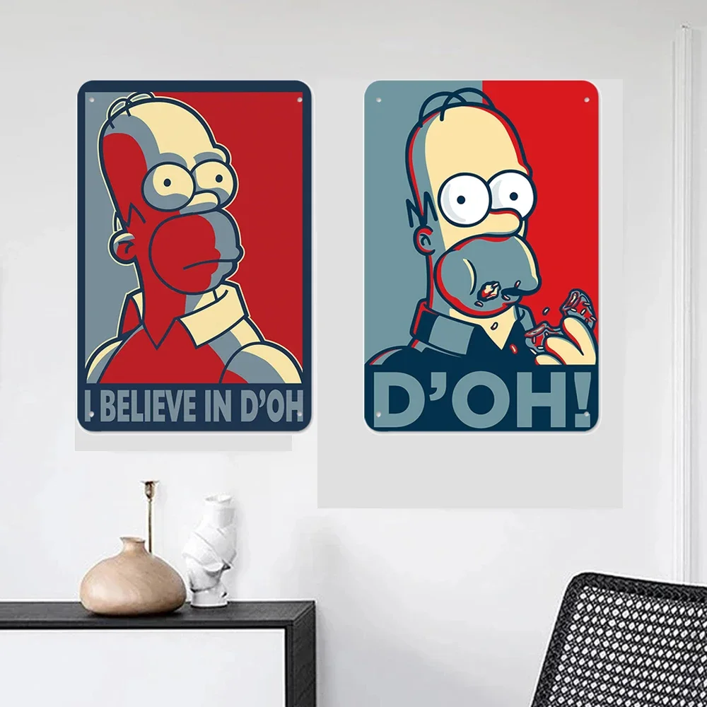 Funny Simpson Metal Tin Sign Minimalist Cartoon Poster Comic Wall Art Club Bar Restaurant Home Kitchen Decor Panel Mural