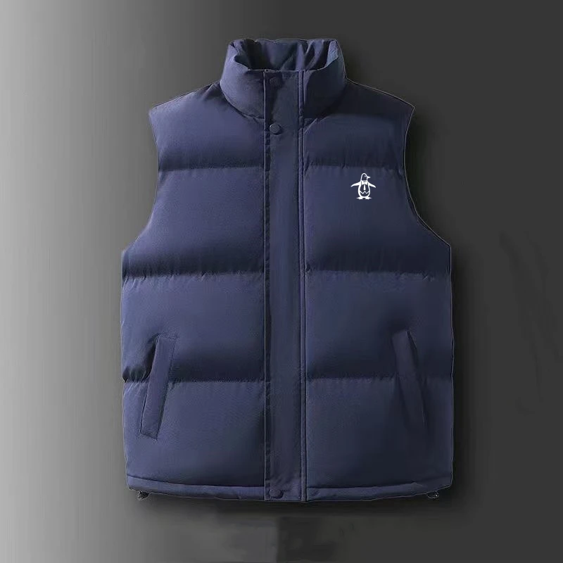 

New winter men's golf wear, high quality thick comfortable golf jacket, fashion sleeveless stand collar golf sportswear