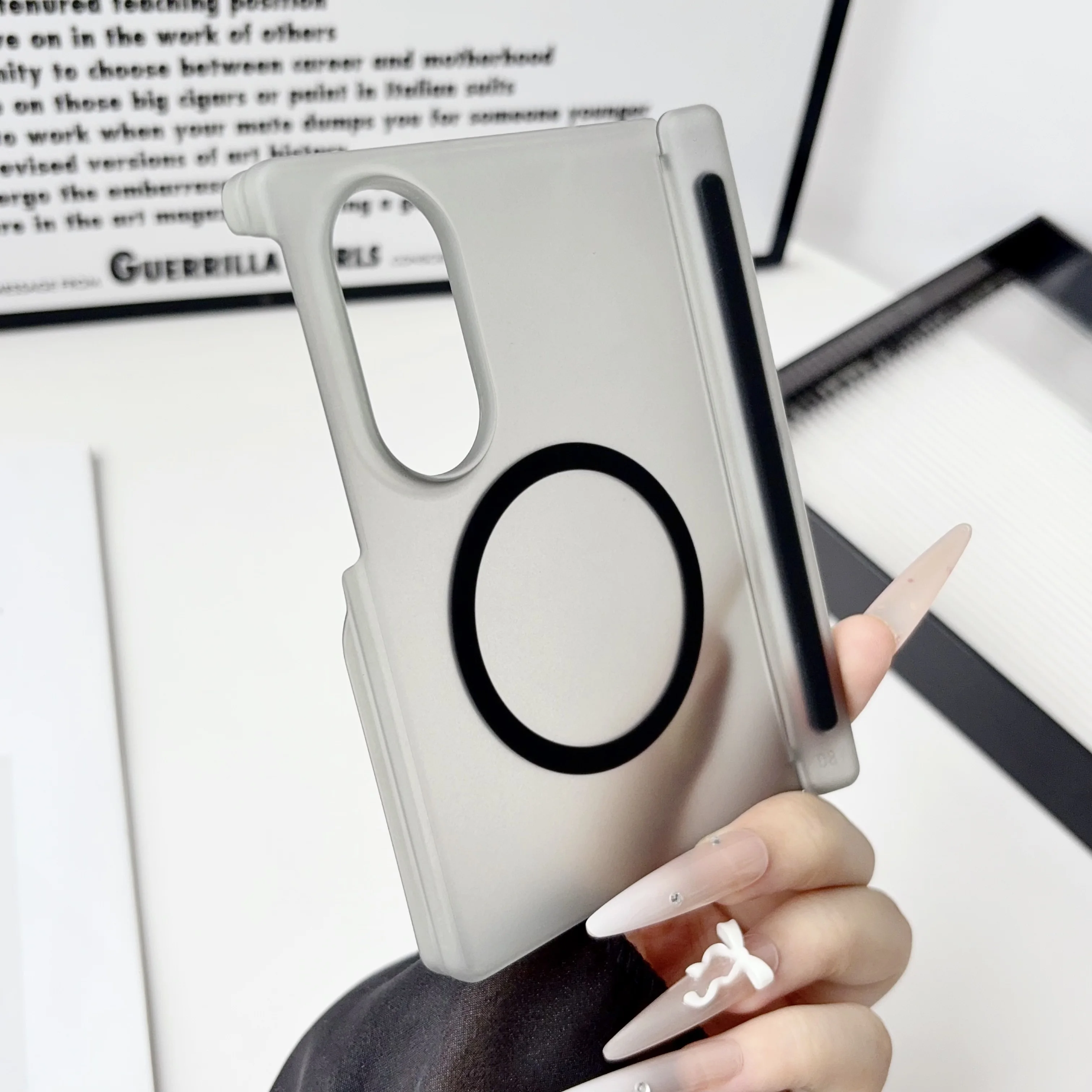 Case For Samsung Galaxy Z Fold 8 Case Magnetic Frosted Magnet Matte Transparent Wireless Charging hinge Protect Hard Back Cover