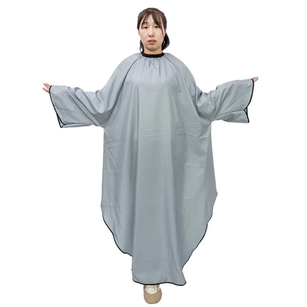 

Водонепроницаемая накидка для стрижки волос с длинными рукавами, парикмахерское пальто, фартук для стрижки, профессиональная парикмахерская ткань для салона