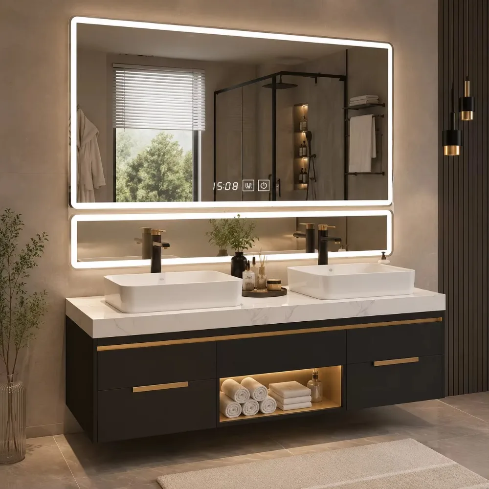 Custom Modern Zara Series Bathroom Cabinet in Wood Grain Color
