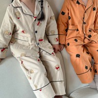 2025 New Baby Boys Girls Clothing Set Cartoon Print Cute Soft Sleepwear Full Sleeve Pajamas Cotton Children's Clothes Two Pieces