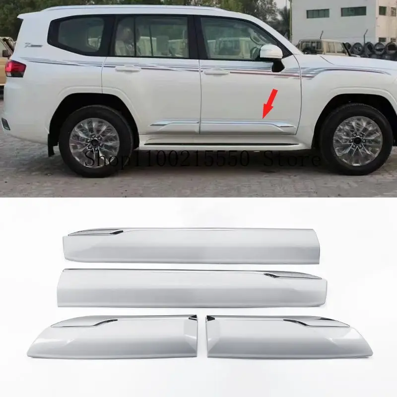 For Toyota Land Cruiser 300 Series LC300 2021-2023 ABS Chrome Outlet Door Side Body Molding Strip Car Styling Cover Trim