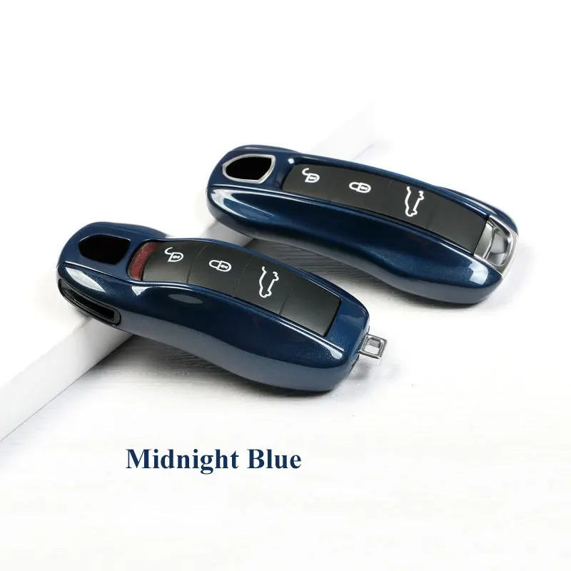 

Midnight Blue Car Key Case Cover ABS Key Holder for Porsche Cayenne Macan Boxster Cayman 718 Panamera 911