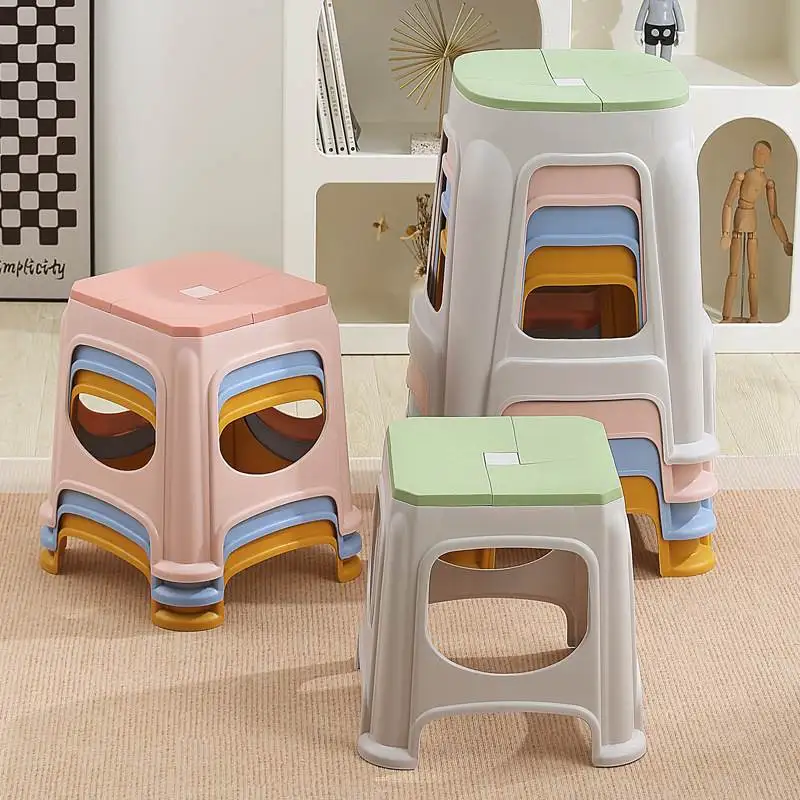 

Утолщенный пластиковый нескользящий стул, штабелируемый, для обеденного стола, высокий табурет, для гостиной, чайный столик, скамья, для улицы, для барбекю, для столовой