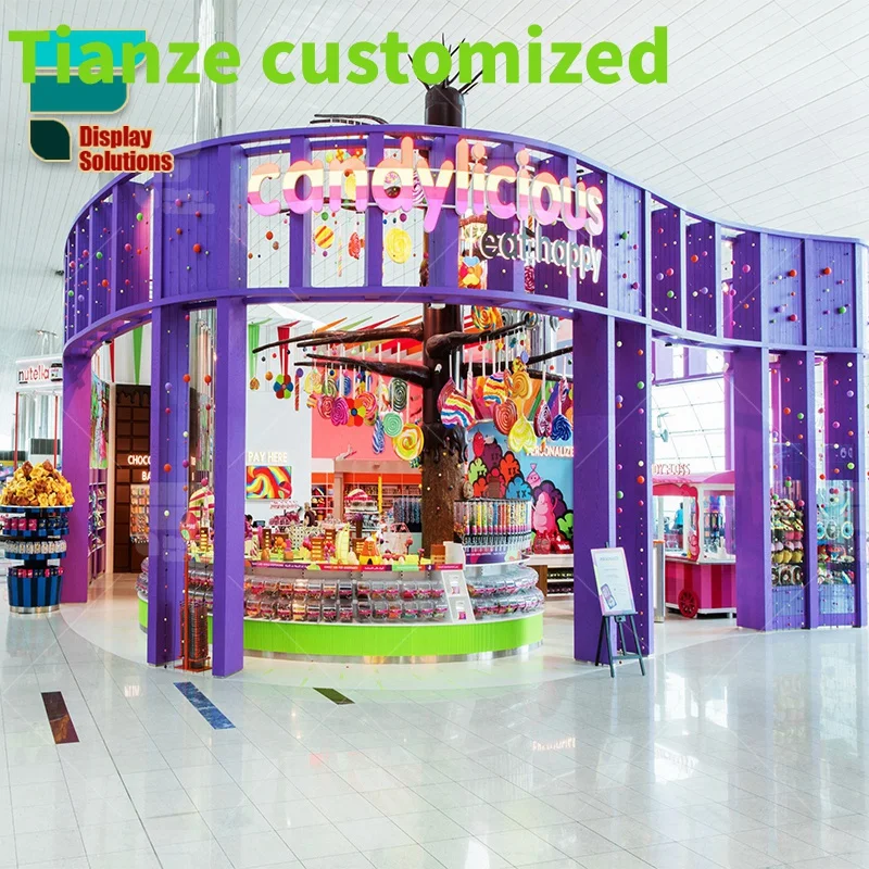 Customized-Fashion Candy Display Racks Confectionery Store Fixtures Sweet Display Furniture Sugar Custom Candy Shop Decorations