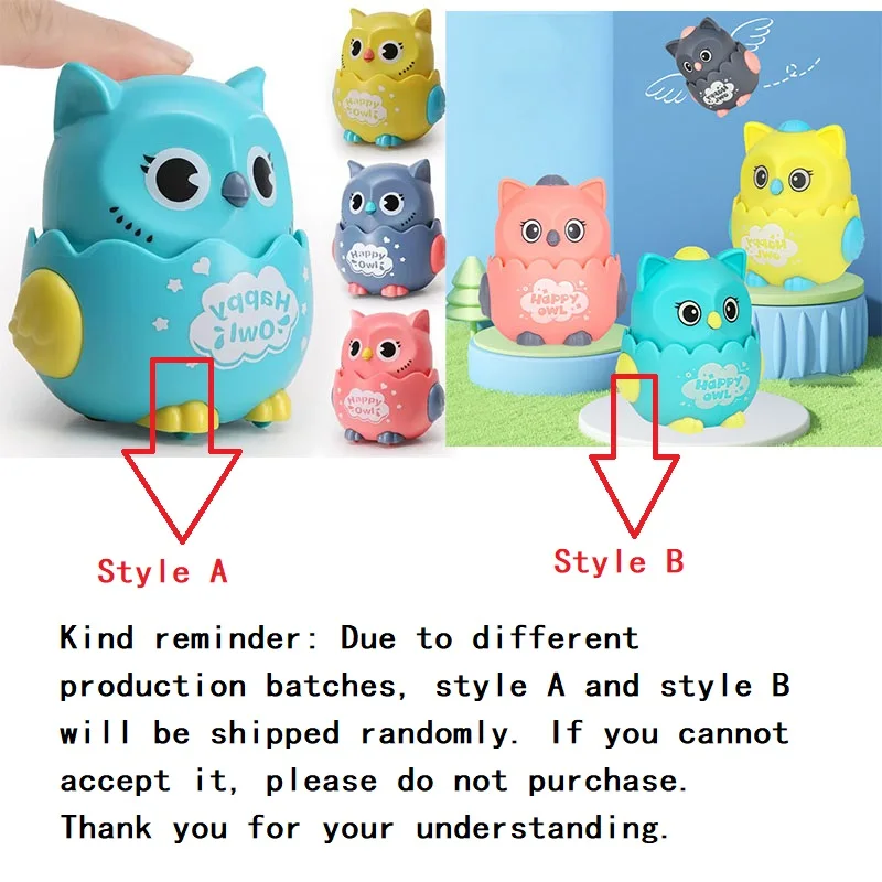 GG Classic Wind Up Interactive Owl Shaped Press Mechanical Sliding Toys for Boys Girls Birthday Xmas Gift