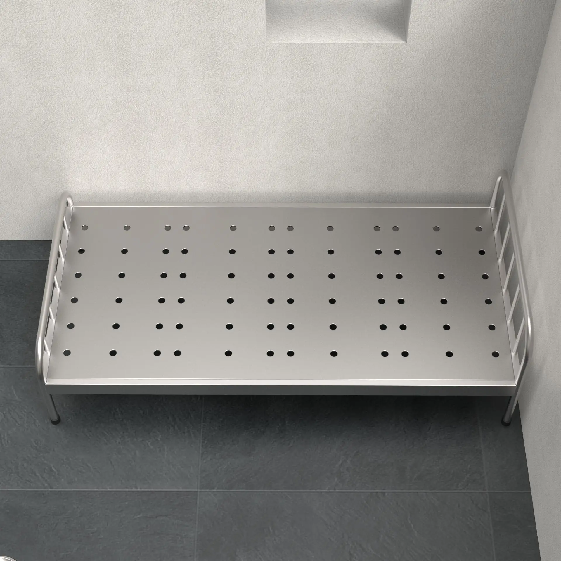 Cama de prisão única, dormitório de centro de retenção de prisão espessada, cama de célula única de aço inoxidável para adultos