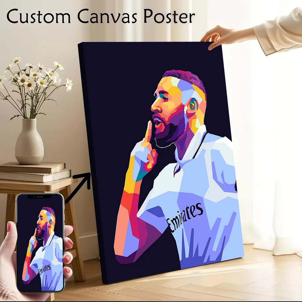 Póster de Benzema, lienzo impreso personalizable para imágenes, arte de pared, decoración de habitación, imagen decorativa para juegos, decoración de pared