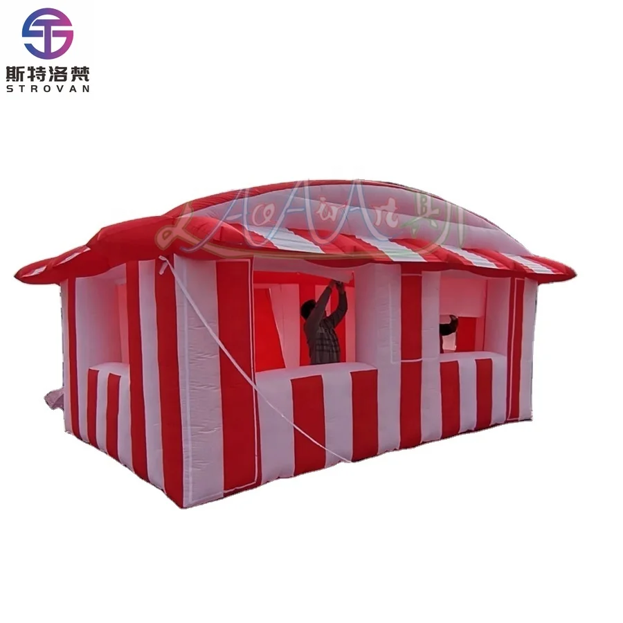 

STLF Red Outdoor Inflatable Booth Covered Snack Stand for Summer Party Beer & Ticket Booth Event Model with Blower Accessory