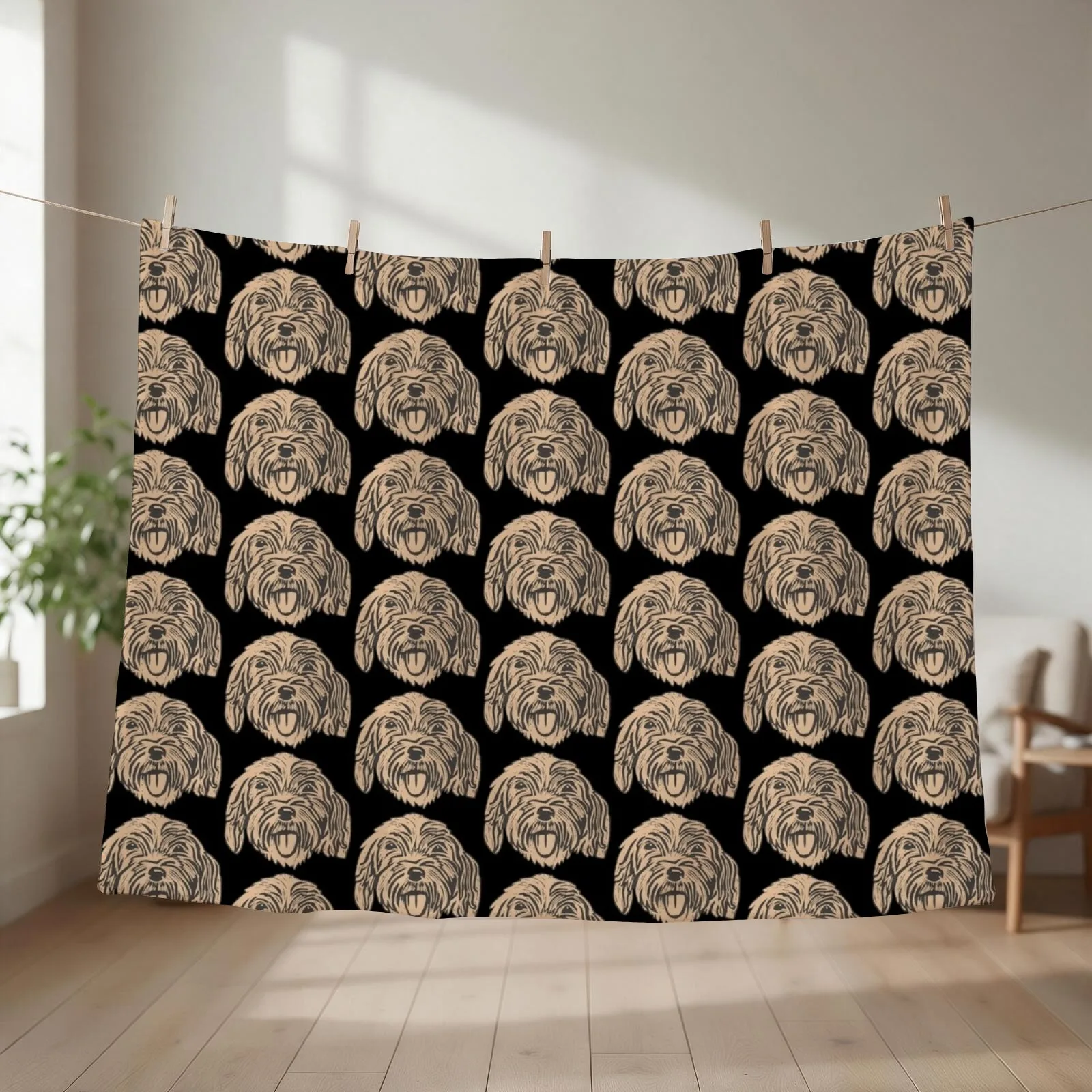 Crazy Cockapoo Throw Blanket couch cozy soft plush fuzzy picnic outdoor blanket