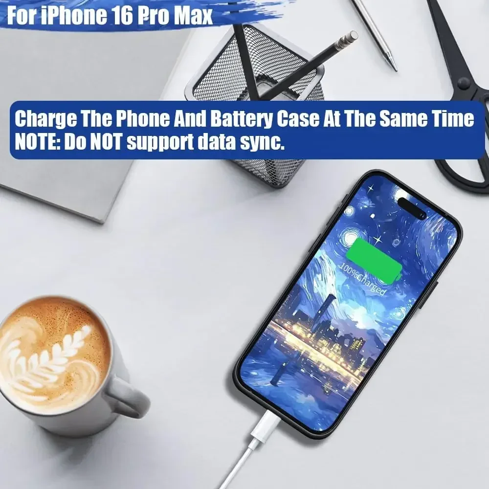 Чехол-зарядное устройство емкостью 10000 мАч для IPhone 16 Pro Max 16 Plus, крышка для зарядки, портативный аккумулятор Power Bank для IPhone 16 Power Cases