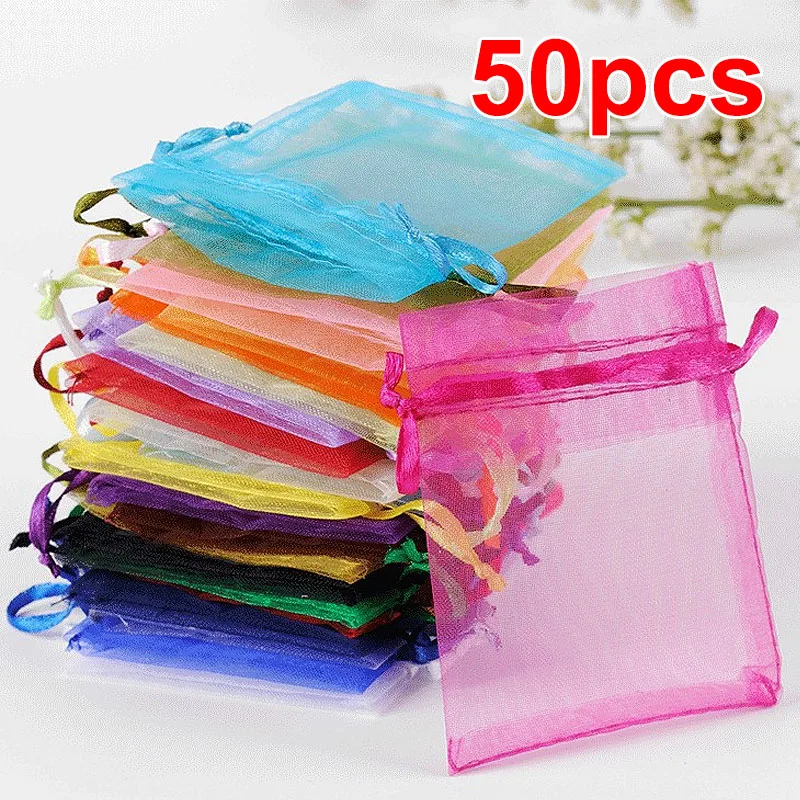 

50/100PCS Organza Bags Sachets for Jewelry Multicolor Jewelry Packaging Bag Gift Bags Jewelry Pouch SSBZD01