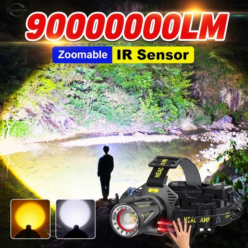2-xhp50-irセンサーヘッドランプ-デュアルホワイトウォームライト-ズーム機能付きヘッドライト-パワーバンク機能-防水ヘッドトーチ-釣り-キャンプ用