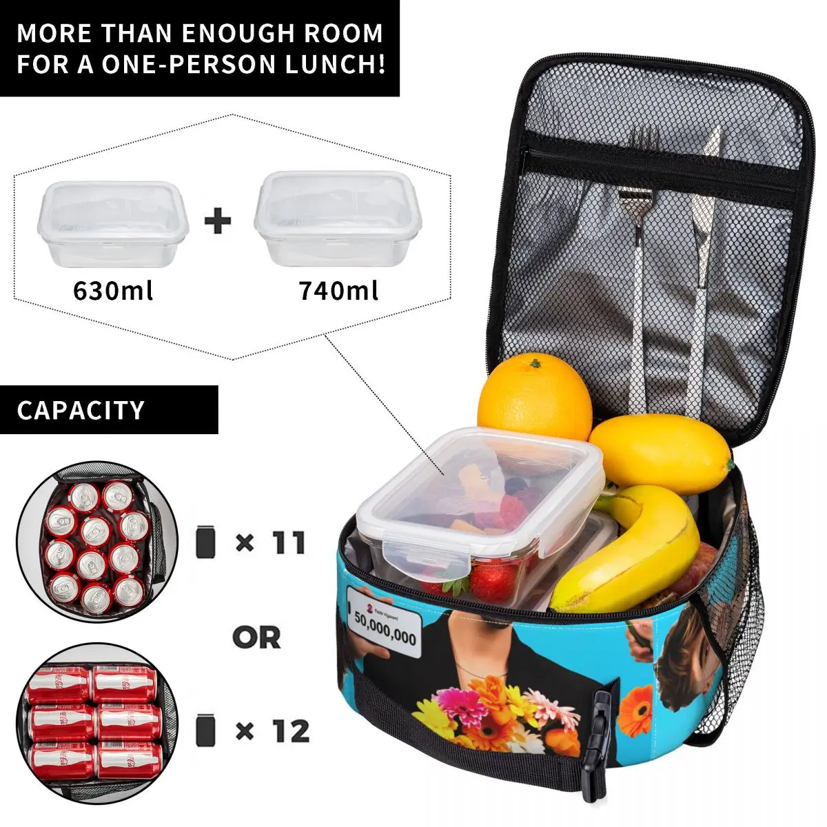 Fede V-Vigevani Lunch Bag Club Misterios Casual Lunch Box For Women School Portable Insulated Cooler Bag Thermal Lunch Bags