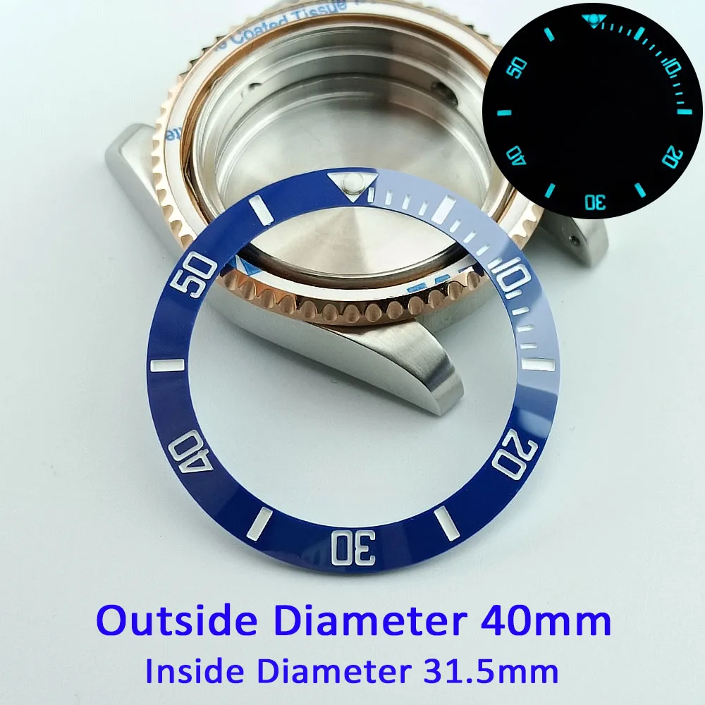 Schräge 40 mm * 31,5 mm grüne/schwarze/rote/blaue Keramik-Lünetteneinlage für Uhren, zum Ersetzen des Zifferblatts, Uhrenlünetteneinlagen