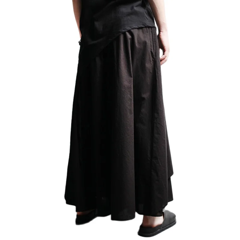 Men's trousers spring and autumn suit Yamamoto style loose skirt pants bell-bottom pants men's casual pants large harem pants