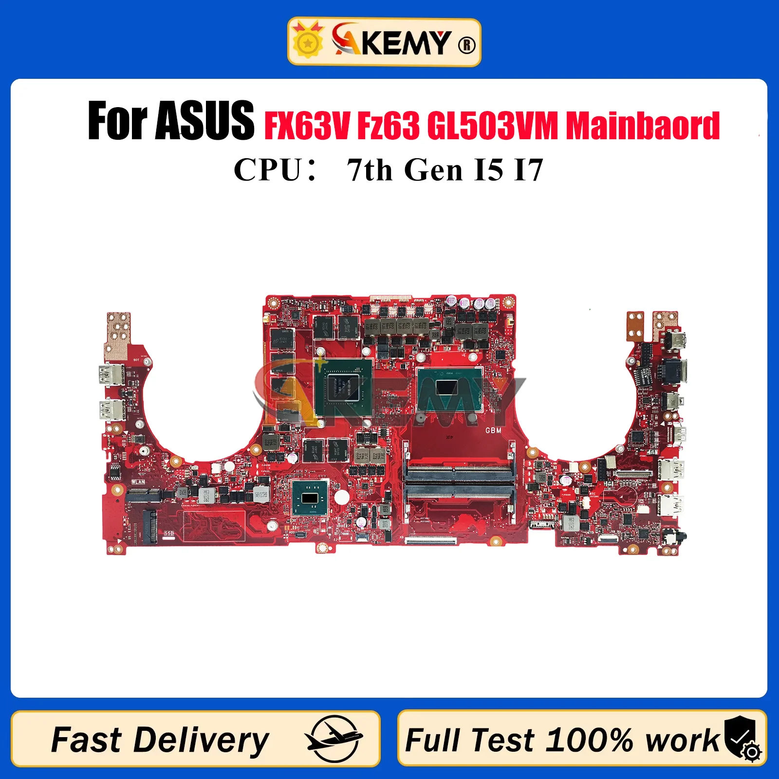 

GL503VS Laptop Motherboard For ASUS ROG Strix GL503V FX63V Fz63v GL503VM Notebook Mainboard W/ I5 I7 CPU 100% tests OK fast ship