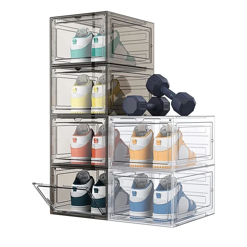 Acrylic display box, storage box, foldable, fully transparent box， shoe organizer and storage