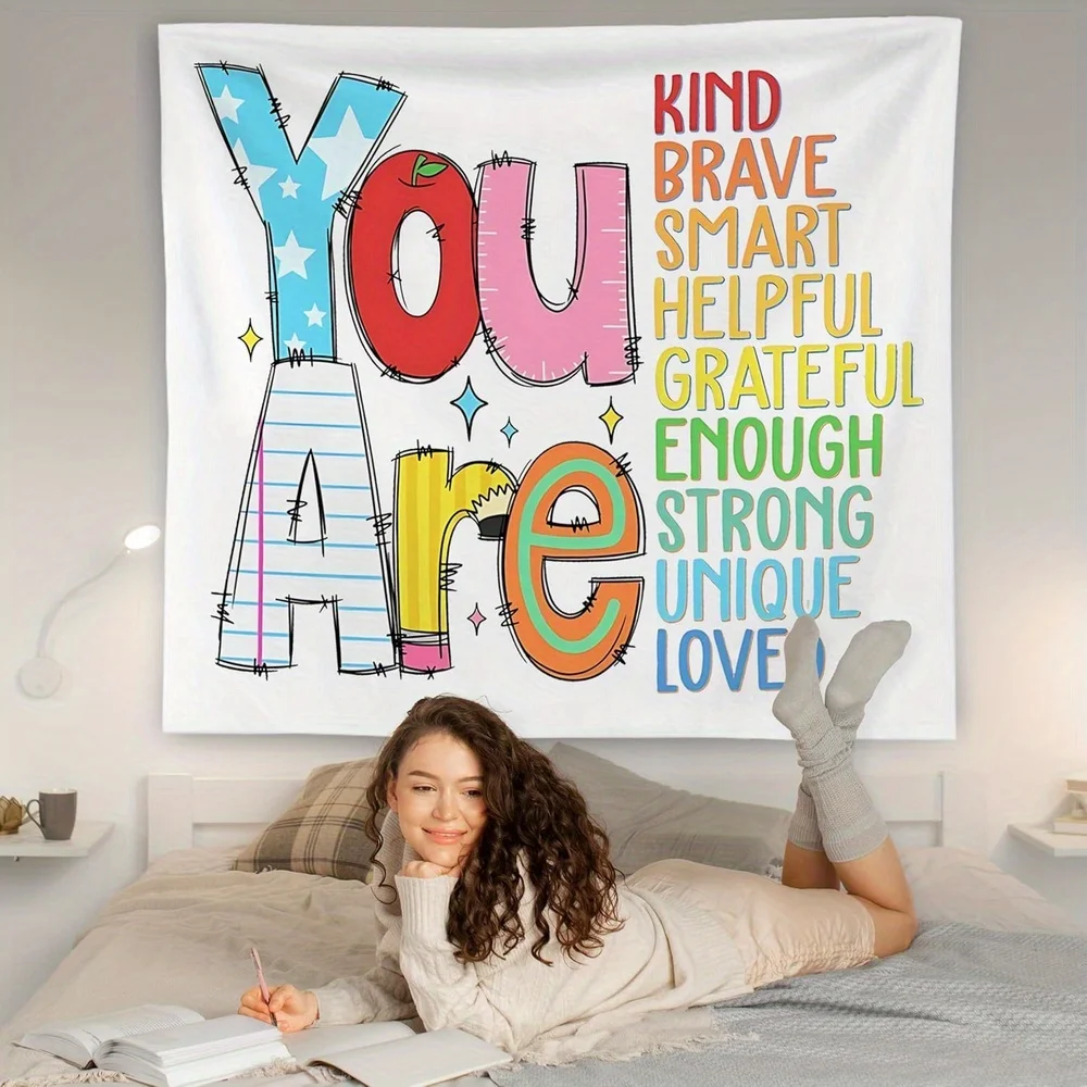 1Pc WNAGT Positive Affirmations Canvas Wall Art for Boys Girls, Inspirational Quotes “You Are Kind Brave Smart” Wall Decor for