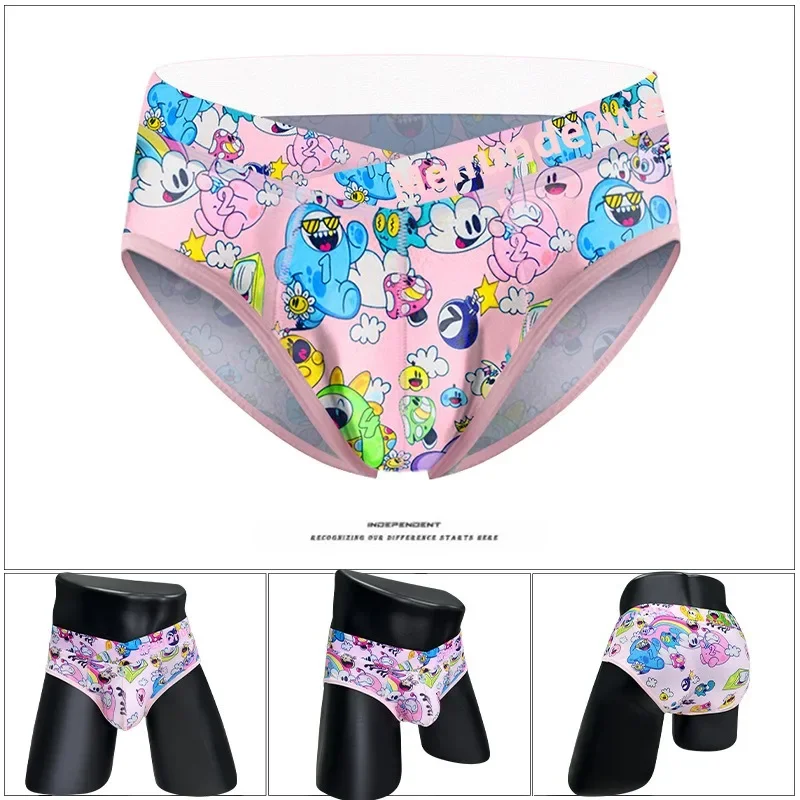 Cartoon Boys Cute Briefs Comfortable Underwear Convex Pouch Underpants Children's Sport Pink Swimsuit Men's Bottoms Panties Plus