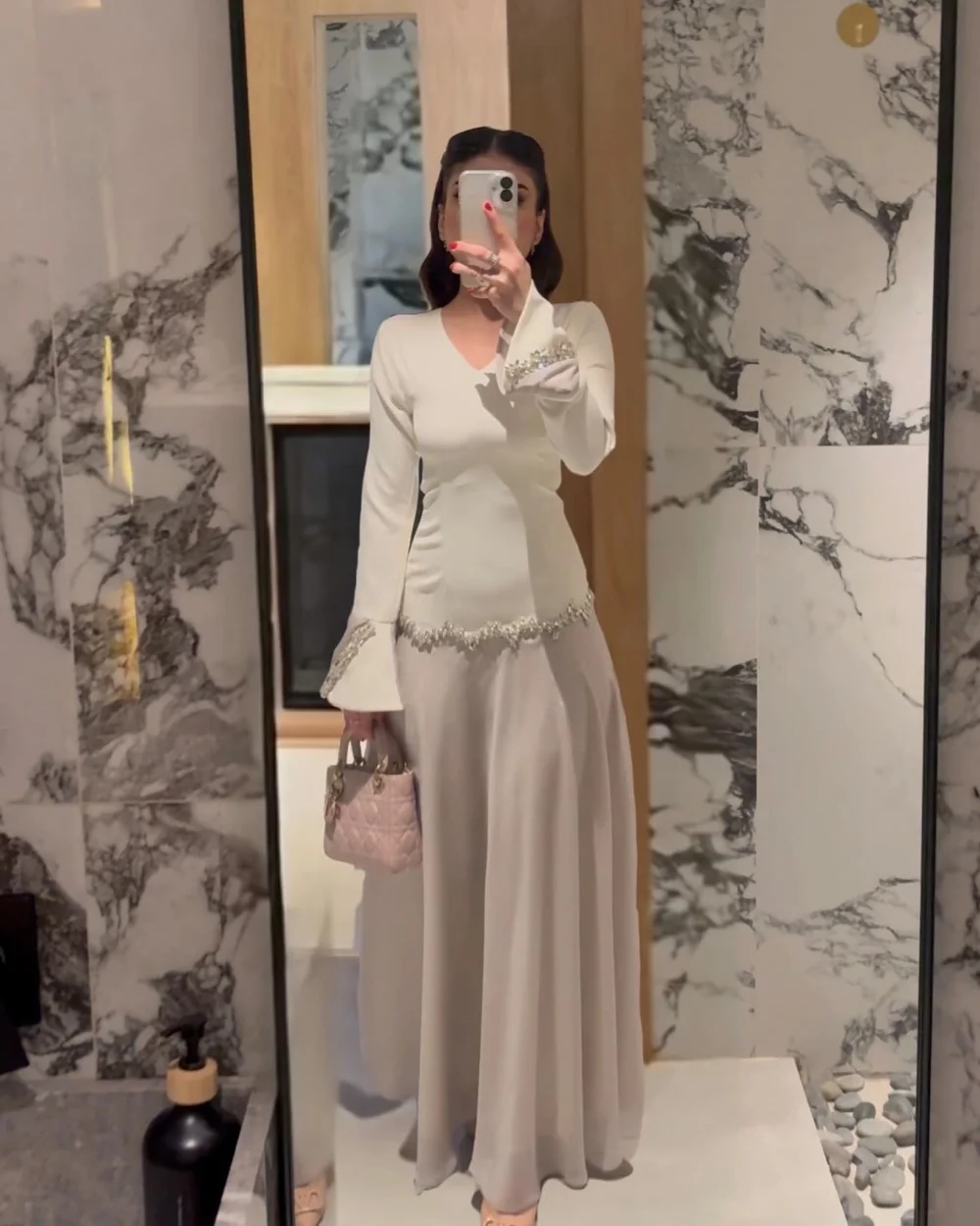 

Customized Exquisite Casual Jersey Pleat Rhinestone A-line V-neck Long Dresses Evening Dresses Elegant Sizes Available Pastrol