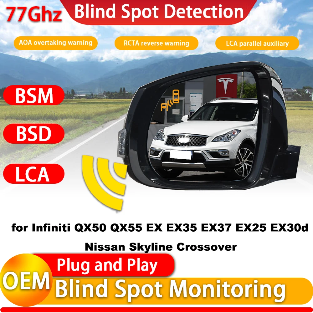 for Infiniti QX50 QX55 EX EX35 EX37 EX25 EX30d Nissan Skyline Crossover Blind Spot Warning Intervention Detection BSW BSI System