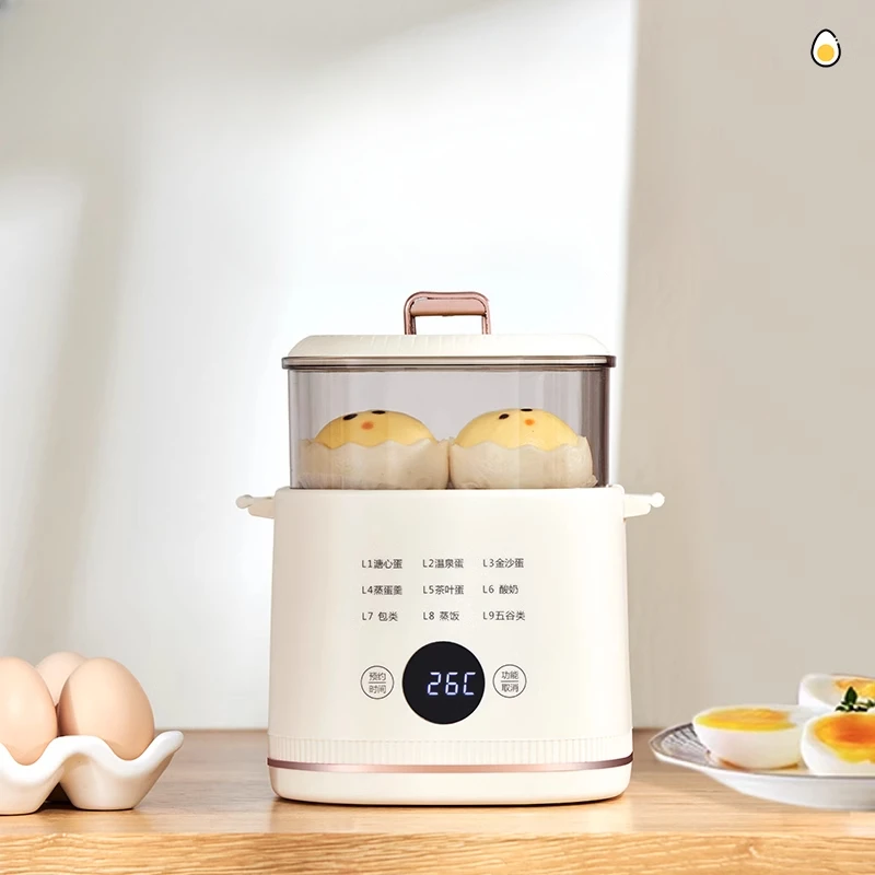 Unisex 2026 Smart Egg Cooker, Multi-Function Small Steamer with Preset Timer Precise Temp Control for Dorm Breakfast Home Use