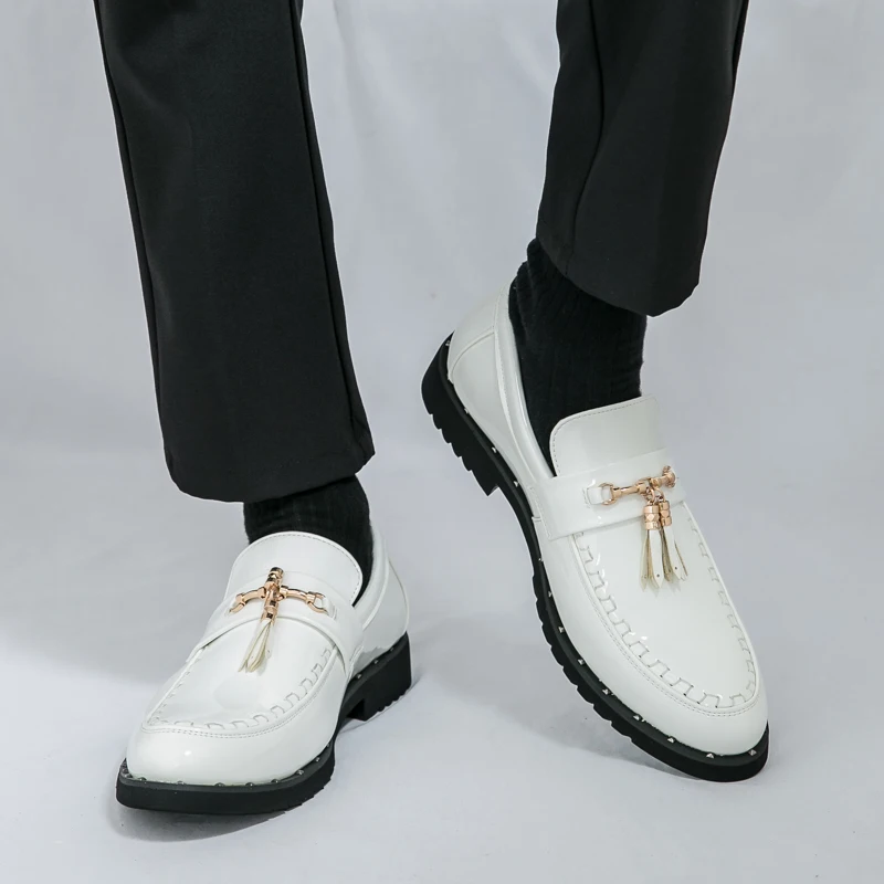 

Internet Celebrity Hot Item Xiaolang Blue Fairy Casual Shoes with Tassel and Shiny Surface Youth Fashion Casual Loafers