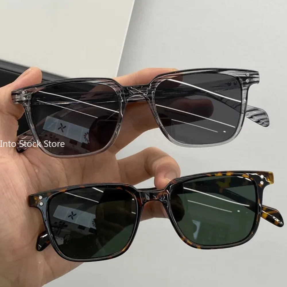 Leopard Dark Green Square Sunglasses Man  Shades Male Sun Glasses Brand Designer Travel Vintage Oculos De Sol