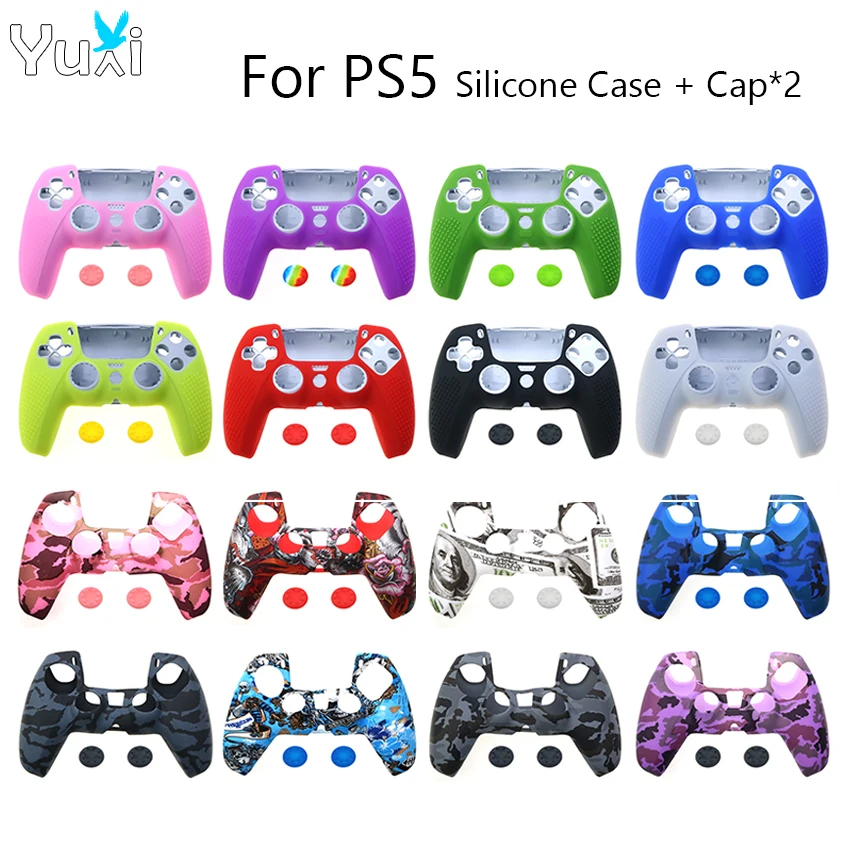 YuXi Soft Silicone Case Protective Cover Skin Rubber Joysticks Cap for PS5 Controller Gamepad ThumbSticks Grips