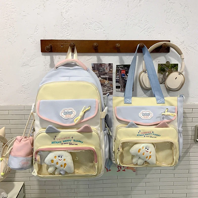 

Nylon Cartoon Large Capacity School Bags Patchwork Zipper 2025 Hot Sale Ladies Bags Simple Versatile Multifunctional Backpacks