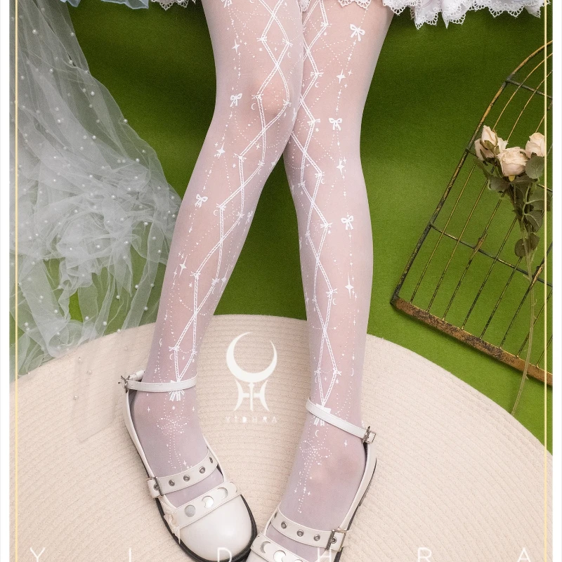 Japanese Style 2025 Spring Summer Autumn New White Mesh Women's Socks Original Design Sweet Cute Lolita Versatile Tights Ladies