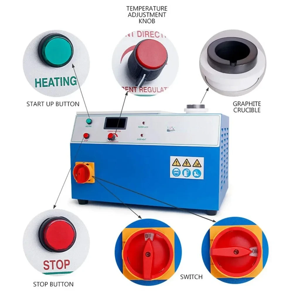 2kg Medium frequency Induction Heater Furnace Quenching Melting Furnace Iron Welder Metal Heat Treatment Forging with crucible