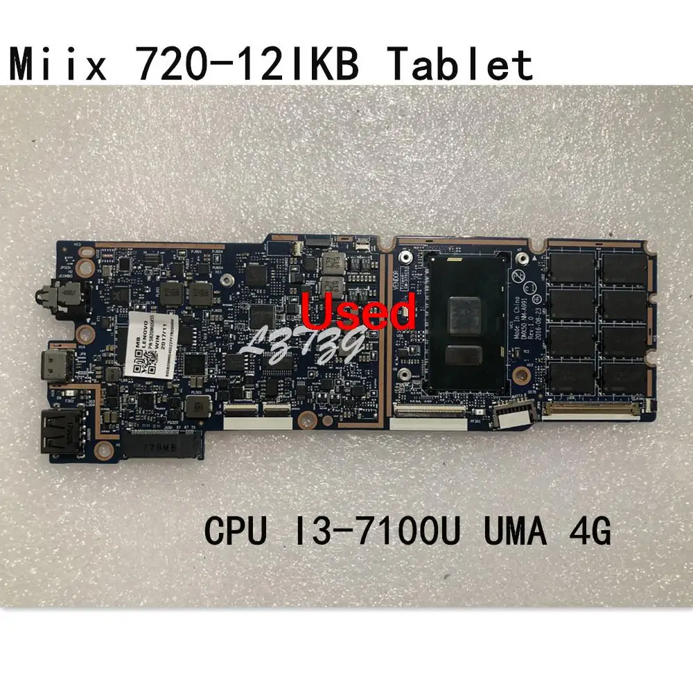 Used For Lenovo Ideapad Miix 720-12IKB Tablet Laptop Motherboard mainboard  With CPU I3-7100U UMA 4G FRU 5B20M65455