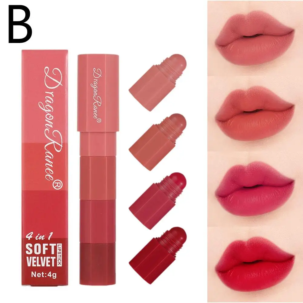 4 in 1 Velvet Matte lipstick Pen Waterproof Lasting Lip Fine Smooth Non-Stick Cup Lightening Cosmetics Lips Lines M5W1