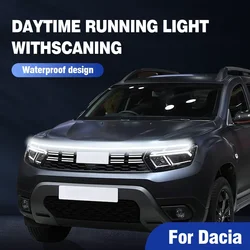 For Dacia Spring Duster Logan Jogger Bigster Dokker Sandero 12V Scan Starting Car Hood Light Strip LED Daytime Running Light