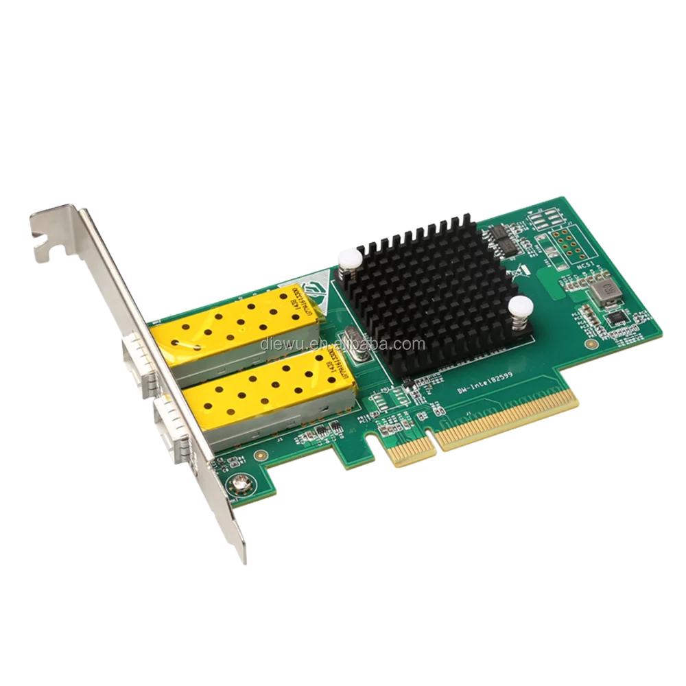 High Speed 10000Mbps 2 Ports Fiber Optical Lan Card, PCI Express X2 Bus Type, SFP Slot Network Adapter