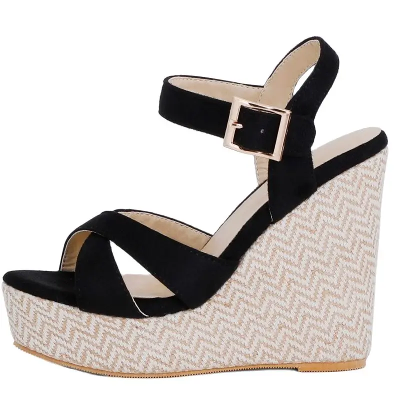 Wedges Sandals Women Summer 2026 Platform High Heels Gladiator Flip Flops Black Pink Knitted Party Shoes Female Large Size 45 view 2
