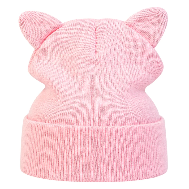 Unisex Cute Cat\'s Ears Beanies Autumn Winter Keep Warm Knit Caps for Women Men