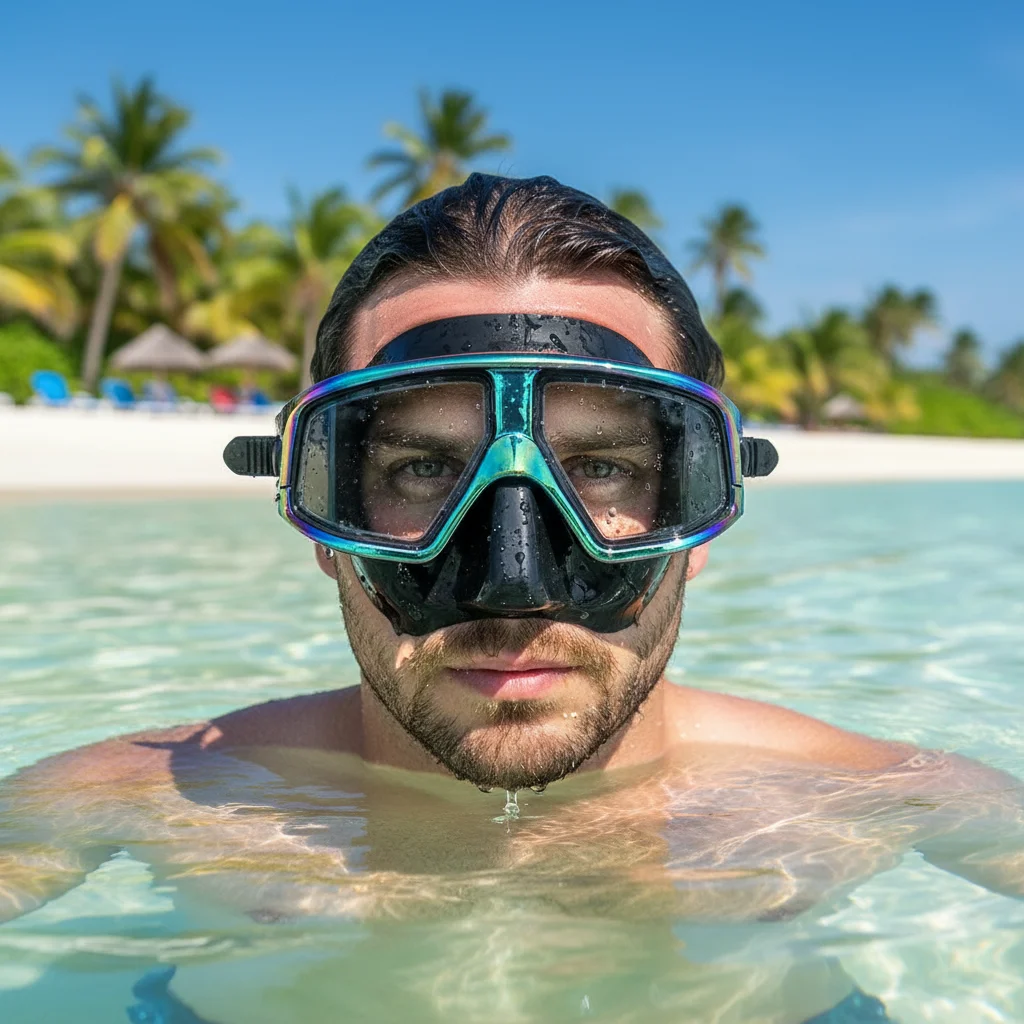 Low volume diving mask Snorkeling Swimming Goggles   Anti Fog Liquid Silicone Resin Lens
