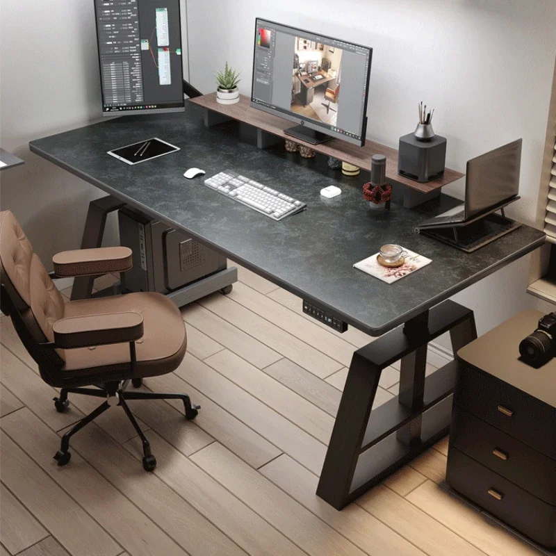 

Black Stone Plate Electric Lifting Desk Smart Automatic Desk Simple Modern Computer Desk Bedroom and Household Desktop
