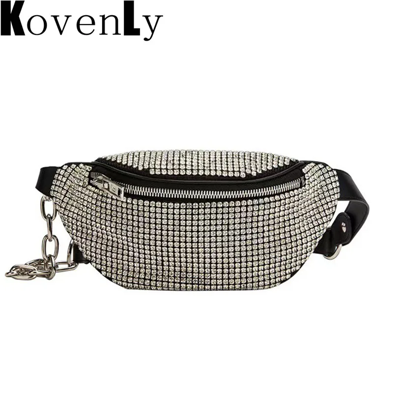 

Brand Chest Bag Inlaid Rhinestone Waist Bags For Women Bling Diamond Shoulder bag Shiny Fashion Crossbody Chest Bag 2023 Fashion