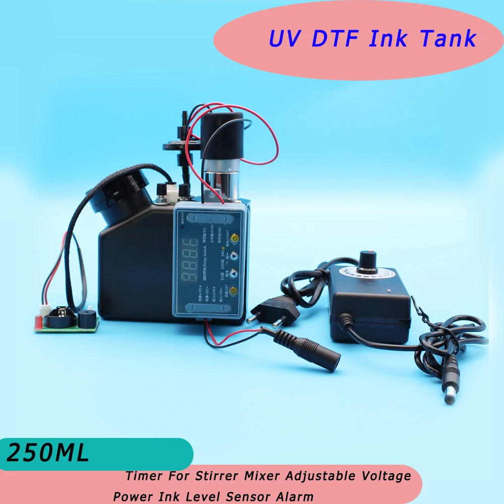 UV DTF White Paint CISS White Ink Tank With Stirrer Mixer Air Filter Ink Level Sensor Alarm UV AB Film Voltage Adjustable Power