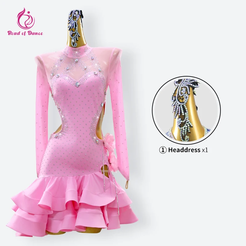 Costume de scène de danse latine pour femmes, robe de soirée, compétition pour filles, vêtements de danse de salle de bal, tenue de Sport américaine, 2025