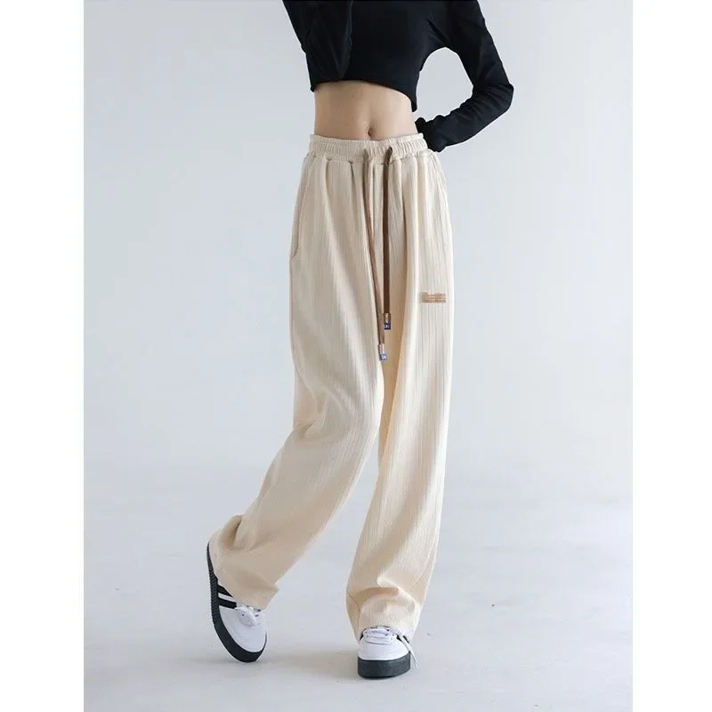 

Korean Casual Commute High Waist Solid Color Wide Leg Pants Female Spring Summer Fashion Straight Trousers Y2k Women's Clothing