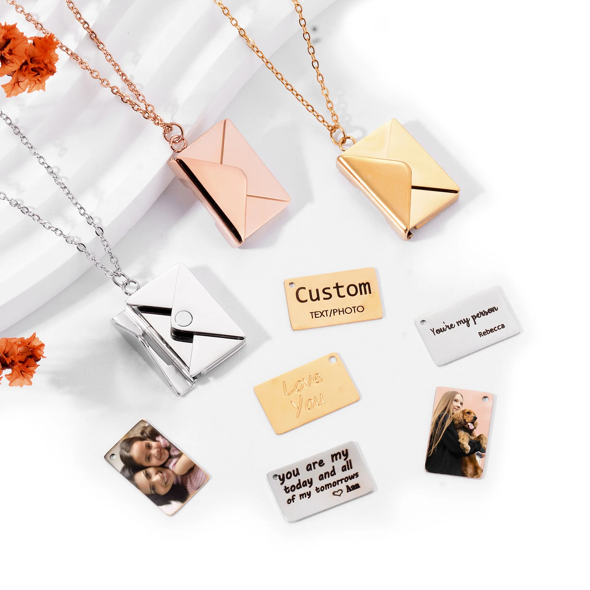 

Customized Photo Letter Shape Pendant Necklace For Women Gold Sliver Color Stainless Steel Memory Personalized Choker