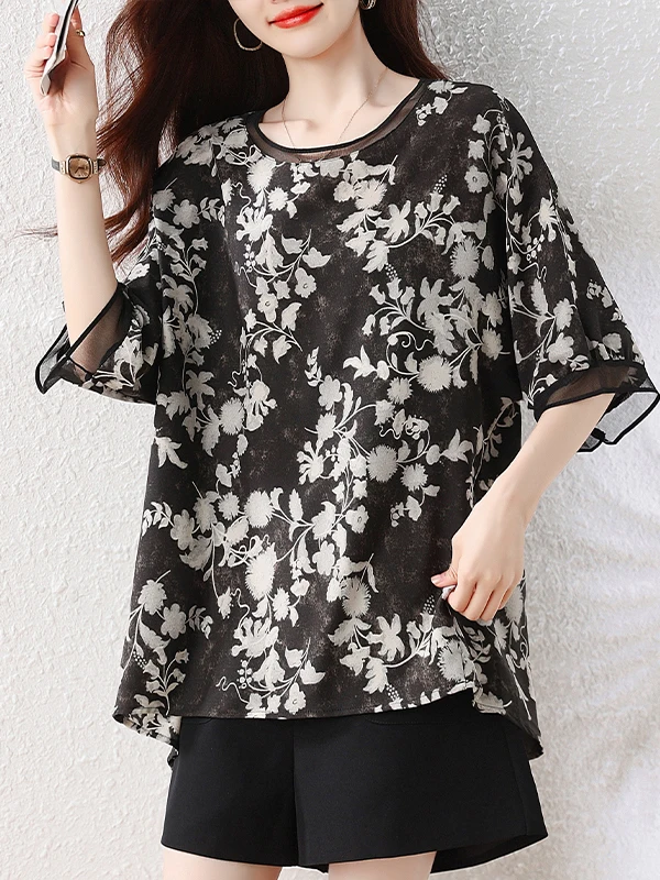 Authentic Large Size Loose round Neck Top Women's Fashion Summer 2026 Casual Style Polyester Fiber 100% Short Sleeve T-shirt