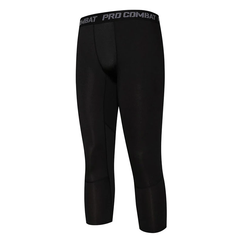 

Mens Compression Cropped Sweatpant for Gym Fitness Running Tights Sport Pant with Pockets Dry Fit Legging Elastic Waist Trousers